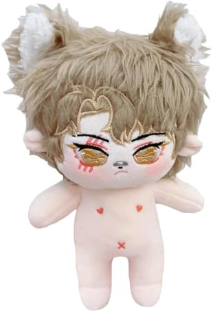 niannyyhouse Plüschpuppe, 20 cm, rot, bunt, braunes Haar, Junge, humanoid, Stoffkörper, kein Attribut, tragbare Kleidung (3 mit Skelett)