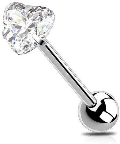 Melighting G23 Piercing de langue en titane avec zircone cubique transparent 14 g, 40, Titane