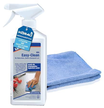 Lithofin MN Easy-Clean 18921, 2 flaconi spray da 500 ml, con 1 panno in microfibra kör4u blu