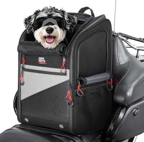 KEMIMOTO - Zaini trasportatori per cani e gatti in moto, migliorati per animali domestici fino a 9 kg (20 libbre). Zaino pieghevole e portatile per modelli Street Glide, Road King con sedile p
