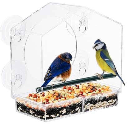 PATIKIL Window Bird Feeder for Outside 8x4x8inch, Acrylic Bird Houses with 4 Strong Suction Cups for Outdoor Bird, Transparent