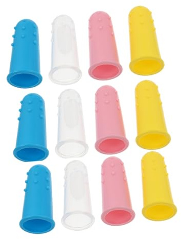 Yardenfun 12Pcs Finger Toothbrush Silicone Oral Cleaner Tongue Brush Soft Bristles Ergonomic Fit for Gentle Gum Massage and Deep Plaque Removal