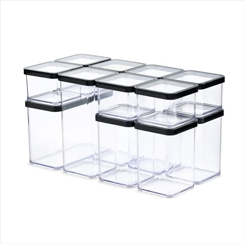 Rotho LOFT Vorratsdosen-Set mit Deckel 12-teilig 40 x 20 x 21,4 cm Klar | Rotho Aufbewahrungsbox, Plastikboxen mit Deckel, stapelbar, aromadicht durch Silikondichtung, spülmaschinengeeignet