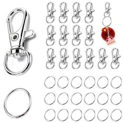 160 Stück Schlüsselring Metall Klein Karabiner Schlüsselanhänger Basteln Selber Machen Ringe Karabinerhaken mit Drehgelenk-Silber（ 80 Schlüsselanhänger und 80 Ringe）