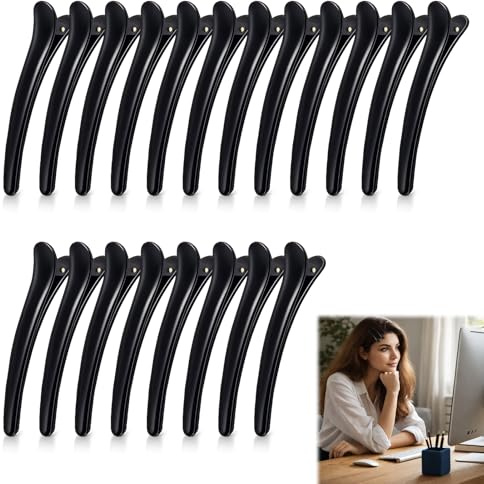Ebksqs 20 Stück Haarclips Damen Friseur Zubehör Haarklammern Spangen Haare – 7.5 Cm Alligator Haarspangen (Schwarz)