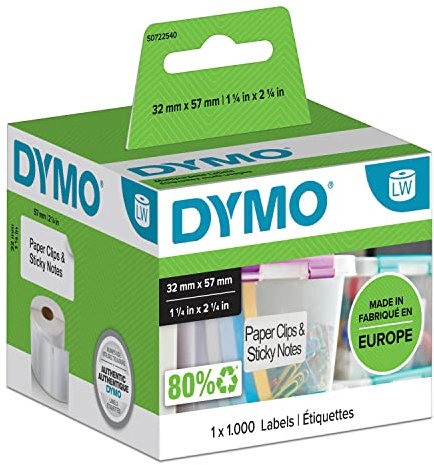 DYMO Original LabelWriter Mehrzwecketiketten | 57 mm x 32 mm | Rolle mit 1.000 leicht ablösbaren Etiketten | selbstklebend | für LabelWriter Etikettendrucker und Beschriftungsgerät