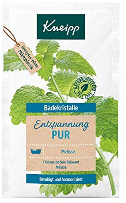 Kneipp Pure Relaxation Cristaux de bain – avec solution saline naturelle profonde de Luisenhall et huile essentielle naturelle de baume indien et extrait de mélisse – Harmonisant, 60 g