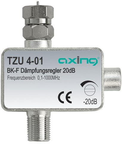 Axing TZU 4-01 BK-Dämpfungsregler CATV mit F-Anschluss (0,5-20 dB)