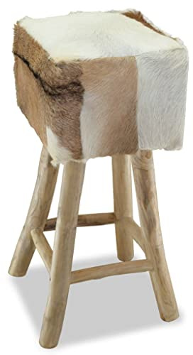 vidaXL Teak Barhocker Fell Hocker Barstuhl Fellhocker Sitzhocker Thekenstuhl