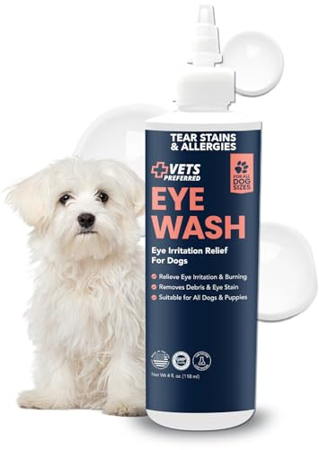 Vets Preferred Eye Cleaner for Dogs - Dog Eye Wash Drops for Infection & Tear Stain Remover - Improves Allergy Symptoms, Infections & Runny Eyes - Dog Eye Drops Rinse for Every Dog - 4 Oz