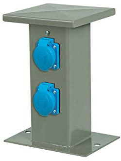WITTKOWARE Steckdosensäule für Festinstallation, 2X Schutzkontakt-Steckdosen 16A/230V~, grau
