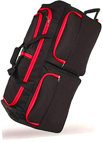 Extra Large Wheeled Holdall Suitcase Sports or Travel Bag Trolley Luggage (34, Black/Red)