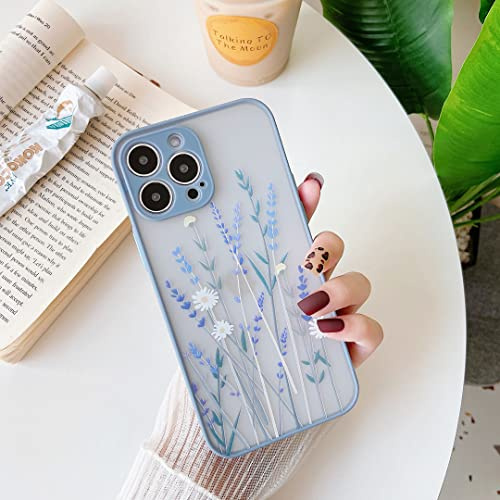 ZTOFERA Hülle für iPhone 13 Pro, Durchscheinend Liquid Silikon Hülle mit Blume Design, Weich Flexibel Anti-Kratzer Schutzhülle für iPhone 13 Pro (6,1) - Lila
