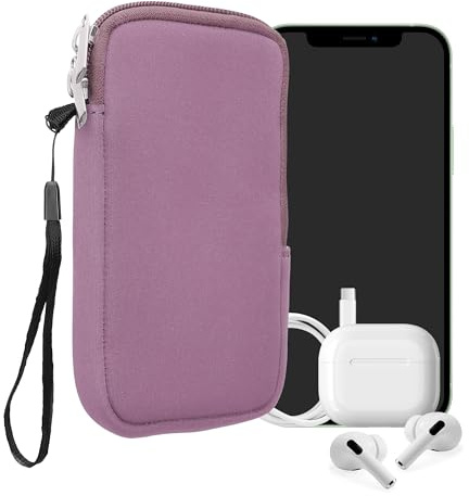 kwmobile Neopren telefonväska storlek XXL – 17,78 cm (7 tum) – universell mobilväska med dragkedja, handledsrem – lavendel