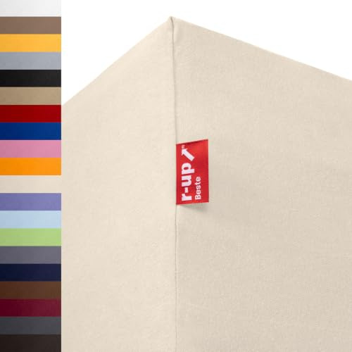 r-up Beste Spannbettlaken Doppelpack 120x200-130x220 bis 35cm Höhe viele Farben 95% Baumwolle / 5% Elastan 230g/m² Oeko-TEX stressfrei auch für hohe Matratzen (Natur)