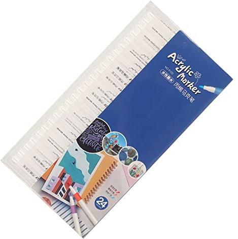 Acryl-Farbmarker, Starke Deckkraft, Schnell Trocknend, Wasserdicht, Leuchtende Farben, Runder Lauf, Graffiti-Marker, Farbmarker für Zuhause, Schule, Glas, Metall, Holz, Keramik(24 Farben)
