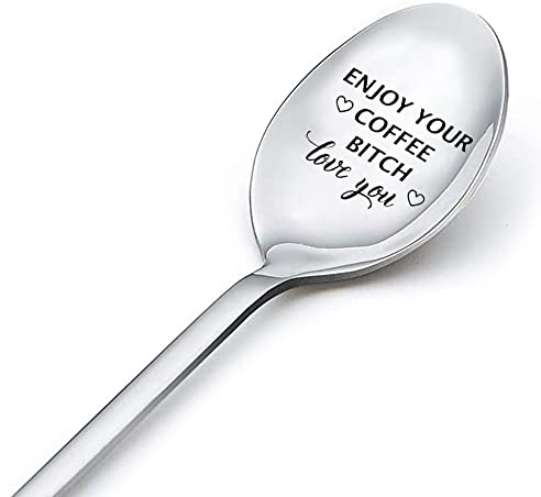 Coffee Spoon Gifts for Husband Wife Birthday Gift for Bf Girlfriend Gifts for Women Teen Friends Bestie Enjoy Your Coffee Love You Spoon Gifts for Sister Engraved Tea Spoons Gifts for Coffee Lover