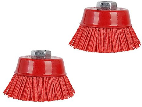 UTMACH 2 spazzole nylon smerigliatrice trapano 75 mm M14 x 2 lucidatura ruggine pulizia rosso
