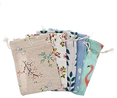 50Stücke Kordelzug Geschenktüten aus Wiederverwendbare Schmuckbeutel mit Blumenmuster für Hochzeiten Partys und Kompakte und Tragbare Aufbewahrungstaschen