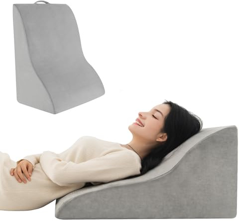 COSTWAY Coussin Élévateur de Jambes, Coussins Repose-Jambes Mousse à Mémoire de Forme, Housse Lavable en Machine, Oreiller Triangulaire Ergonomique, Post-Chirurgie, Grossesse, Orthopédique, Gris