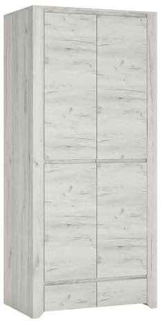 Lomadox Drehtürenschrank Kleiderschrank 2-türig 84cm breit in Craft Eiche weiß