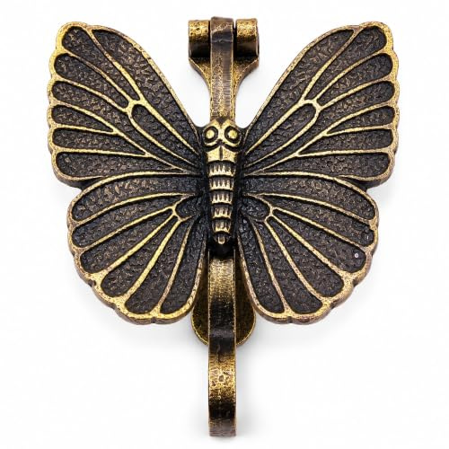 5MOONSUN5's Butterfly Door Knocker Door Knocker for Front Door | Antique Finish Solid Cast Iron Door Knockers with Strike Plate