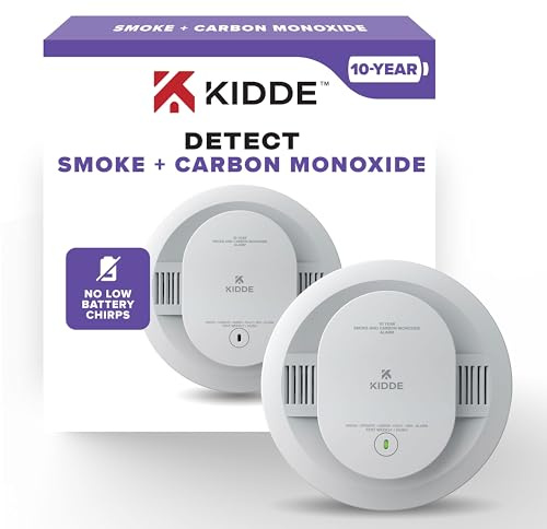 Kidde Smoke and Carbon Monoxide Detector, 10-Year Battery Powered, LED Status Lights, 85 dB Alarm, 5-inches, 30CUD10, 1 Pack
