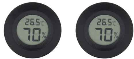 2 Stück Reptilien-Thermometer, Hygrometer, Runde Form, Digitales Temperatur- und Feuchtigkeitsmessgerät für Reptilien-Inkubator, Aquarium, Geflügel, Büro, Wohnzimmer