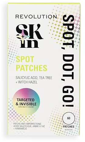 Revolution Skin, Spot, Dot, Go! Salicylic Acid Spot Patches, Discreet Pimple Patches With Salicylic Acid & Tea Tree, Vegan & Cruelty-Free, 60 Patches Per Box