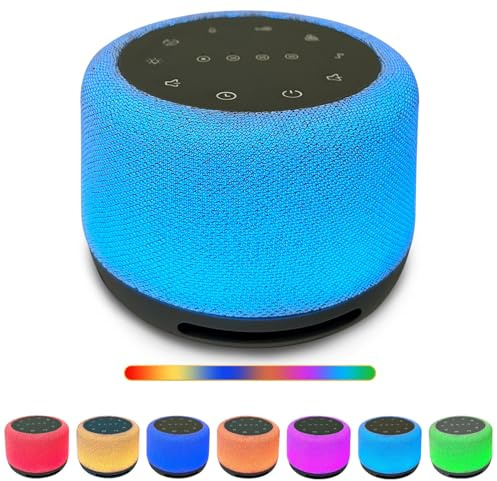 Machine à bruit blanc, 30 sons apaisants, enregistrement, veilleuses 7 couleurs, minuteurs, rechargeables USB, thérapie sonore pour bébés et adultes, cadeau