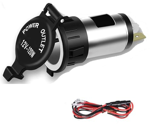 12V 120W Cigarette Lighter Power Socket Plug Outlet, Car Cigarette Lighter Socket with Cover Wiring Harness Splitter Power Outlet Adapter Waterproof Plug for Motorcycle Car Boat Tractor
