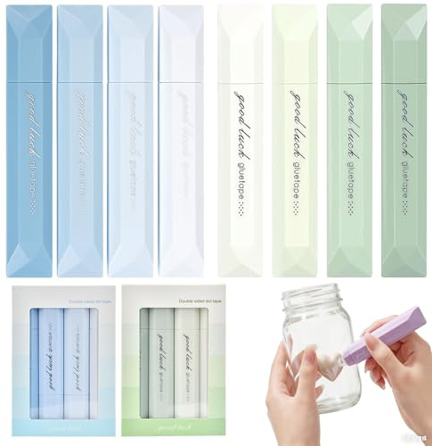 8 Stück Kleberoller Doppelseitiges Klebeband Stifte Kleberoller Stift Doppelseitig zum Basteln Fotokleber Doppelseitig Selbstklebend Roller zum Fotoalben Karten Fotos Basteln Tagebuch（Blau und Grün）