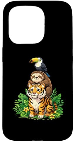 Carcasa para iPhone 15 Pro Ilustración de la Vida Silvestre de la Pila de Animales de