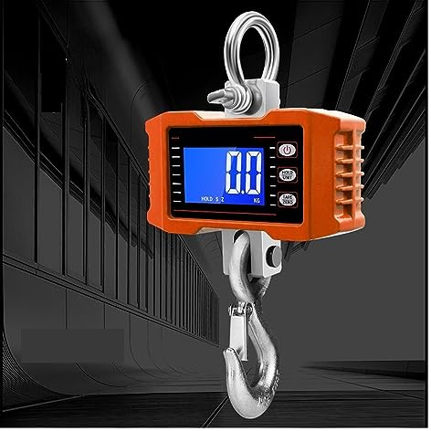 Escala colgante Báscula de grúa Digital 1000Kg/500Kg, báscula colgante, servicio pesado portátil, gancho Industrial con retroiluminación LCD, cambio unidad(1000kg Orange)