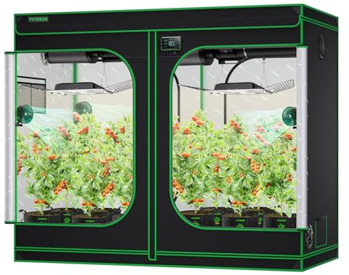 VIVOSUN Growzelt 240x120x200cm lichtdichtes Indoor Hydroponik Zelt mit reflektierendem Mylar Sichtfenster Bodenwanne stabile Rahmenstruktur Pflanzenzelt Gewächshaus S848 Growtent für VS4000/VSF4300