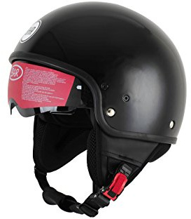BHR 94139 Casque Demi-Jet Modèle 802 avec Visière à Disparition, Noir Métallique, M (57 cm)