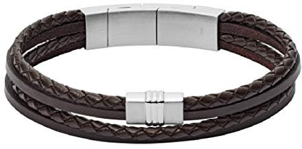 Fossil Armband Für Männer Casual Texture, Innenlänge 175mm~190mm Schwarzes Lederarmband, JF02934040