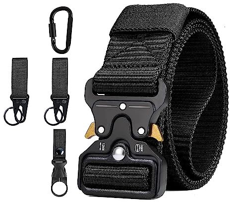 GWAWG Taktischer Gürtel Herren, Schnellverschluss Military Style Nylon Canvas Arbeitsgürtel Gürtel mit Metallschnalle für Draussen Sportarten Camping Vatertag