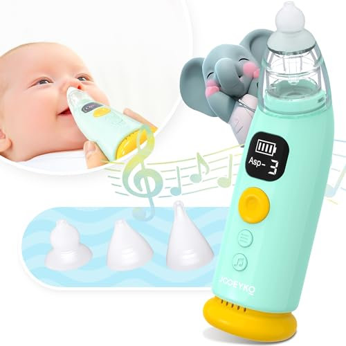 Baby Essentials aspiratore nasale, rimodellamento automatico elettrico con luce LED e musica ricaricabile ricaricabile per bambini/naso/bambino/bambino, includono 3 punte e pinzette