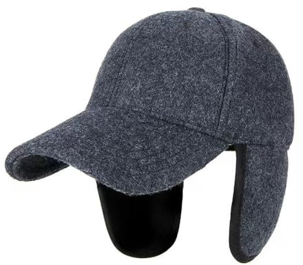 MUYAN Winter Warme Wolle Fleece Baseballcap mit Ohrenklappen Winterkappe XXL Großen Kopf für Herren Damen (Grau (56-59cm))