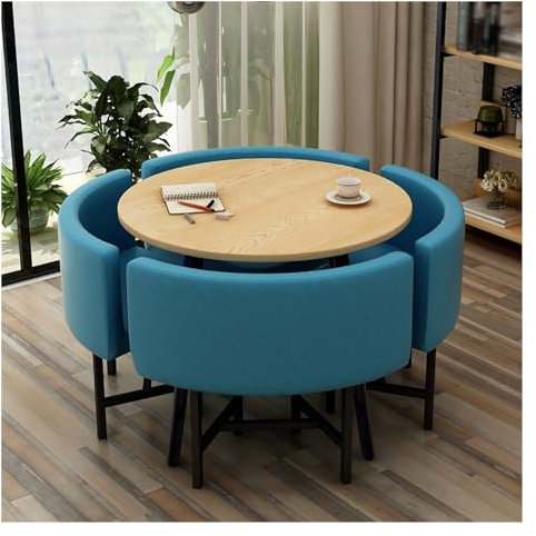 Büro-Empfangsraum-Clubtisch,Runder Esstisch Und Stühle 4 Set,Besprechungstisch Mit Stühlen,Runder Tisch Und Vier Stühle,Konferenztisch,Für Küche Und Esszimmer,Empfangsraum,Kleiner Raum ( Color : E )