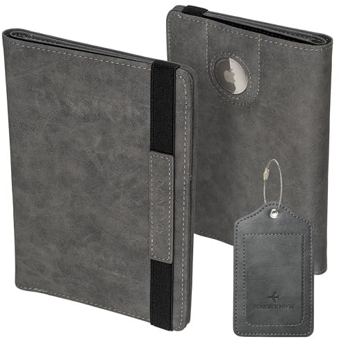 NEYYOS® - Reisepasshülle mit Airtag Fach, Reisepass RFID Blockierend für 1-4 Pässe, Organizer Tasche, Passport Reisebrieftasche Impfkartenhalter, Hülle PU Leder Reisedokumente, geldborse Wallet Cover