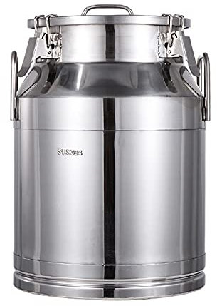 sjdoPulse Edelstahl-Milchkanne – Robuster Milchkrug, Eimer, Weineimer, Flasche Mit Unabhängigem, Eingebettetem, Silikonversiegeltem Deckel – Für Den Bauernhof, 15 L