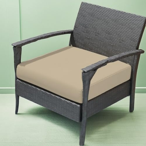 Outdoor Rattan Chair Seat Pads Cushion Pad Waterproof Garden Furniture Seat Cushions For Kitchen Dining Living Room Patio Office Coffee Shop With Removable Fabric Zipper Cover (Cream, 60X60X5cm)