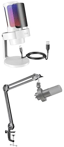 FIFINE USB Mikrofon PC, Gaming Mikrofon für Streaming Podcast Studio +Mikrofon Arm