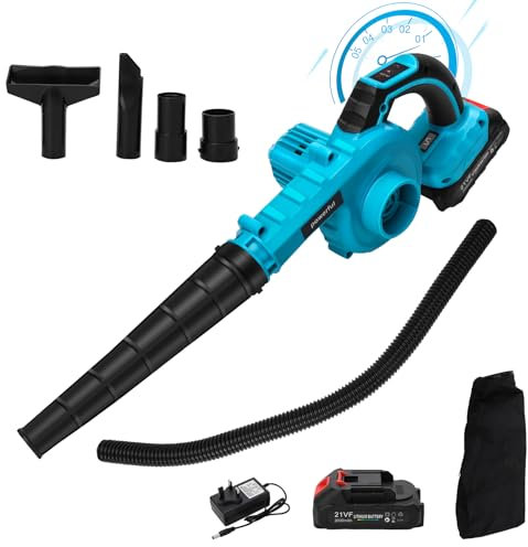 Cordless Leaf Blower with 2x 2000mAh Battery, Electric Handheld Leaf Blower, 5 Adjustable Speeds, 500 CFM Air Volume, 130 MPH Air Velocity, Powerful Air Blower for Construction Home Garden Lawn Care