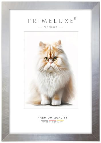 PrimeLuxe Massiv Holz Bilderrahmen nach Maß 20 x 60 cm in Silber Grau | Außenkante in Schwarz | Größe wählbar | Rahmen für Poster | Puzzle | Foto collage