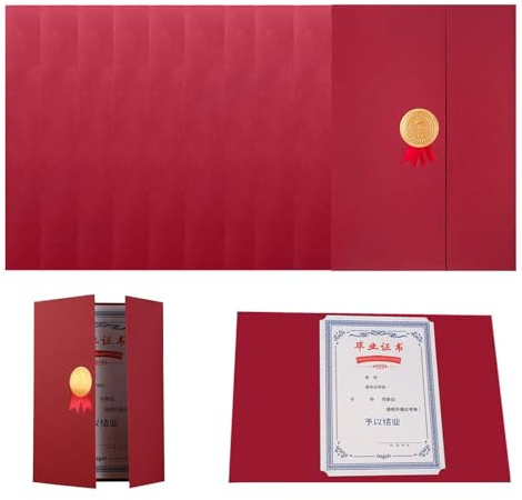 10 soportes para certificados A4, fundas profesionales para certificados de honor, cubiertas de diploma, cubiertas de documentos de tres pliegues, carpeta de diploma de graduación, soporte de diploma