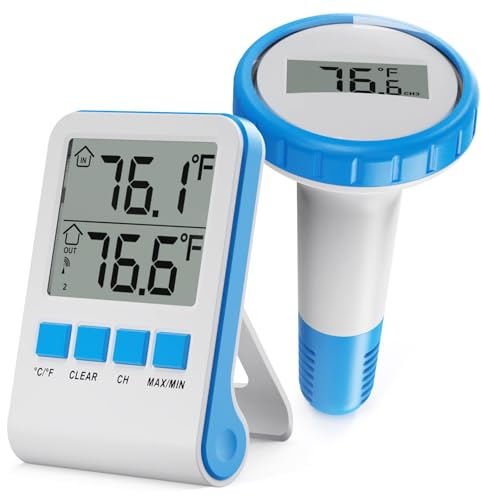 Pool Thermometer, IPX8 Wasserdicht Poolthermometer Schwimmend, Pool-Thermometer, Geeignet für Schwimmbad/Whirlpool/Warmwasserquelle/Aquarium