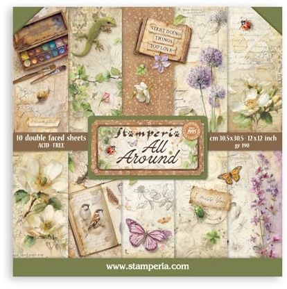 Stamperia - Scrapbook Paper Pad for Scrapbooks, Albums, Cards, Bullet Journals and More, Acid Free, Double-Sided, Perfect for Hobbies, Crafts, and Gifting (All Around) (30.5 x 30.5cm)